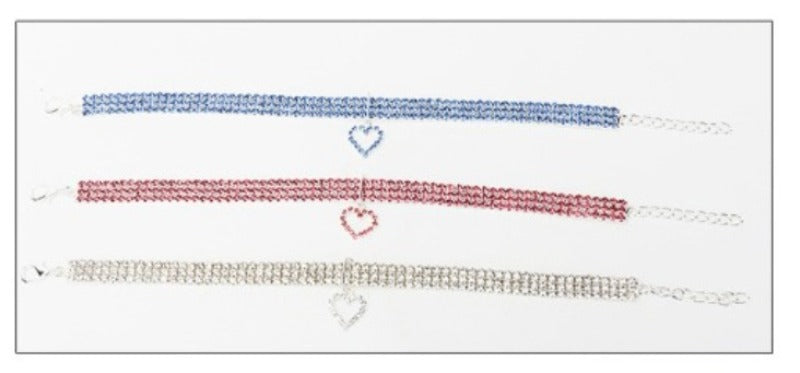 New Cat Dog Collar | Three Row Elastic Rhinestone Pet Collars | Love Decoration Necklace | Puppy Kitten Ornament | Pets Supplies