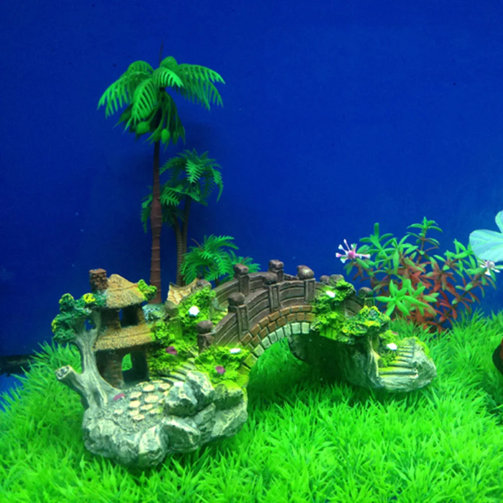 Fish Tank Artificial Bridge Resin Landscape Decoration Bridge Aquarium Equipment Accessories Ornament Cave Aquatic Pet Fish