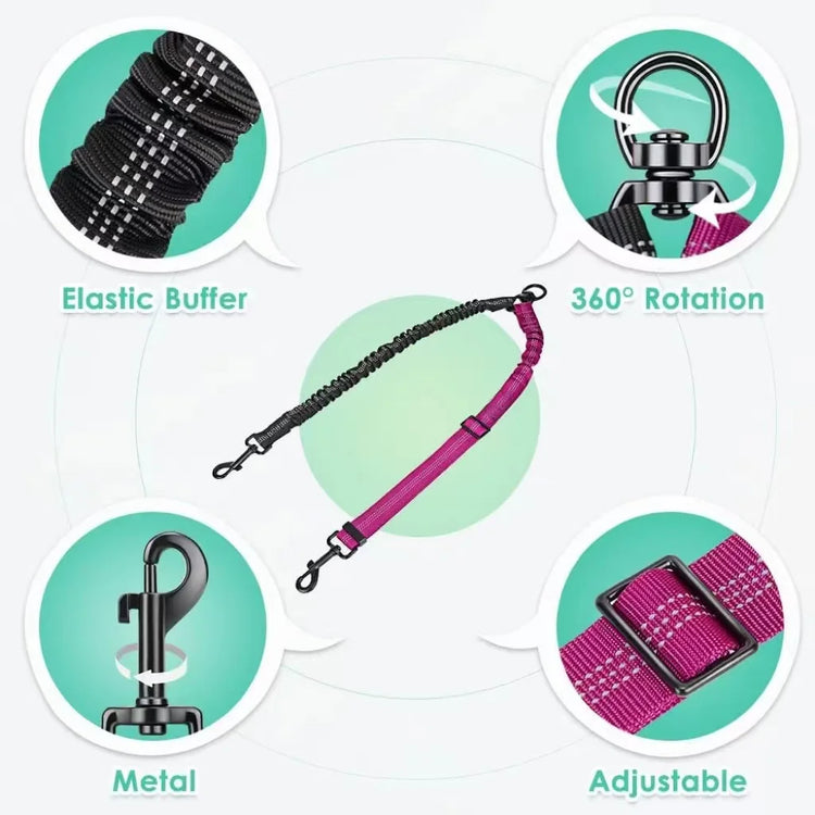 GOYN Upgraded Double Dog Leash with Shock Absorbing Bungee – Adjustable, Tangle-Free & Reflective