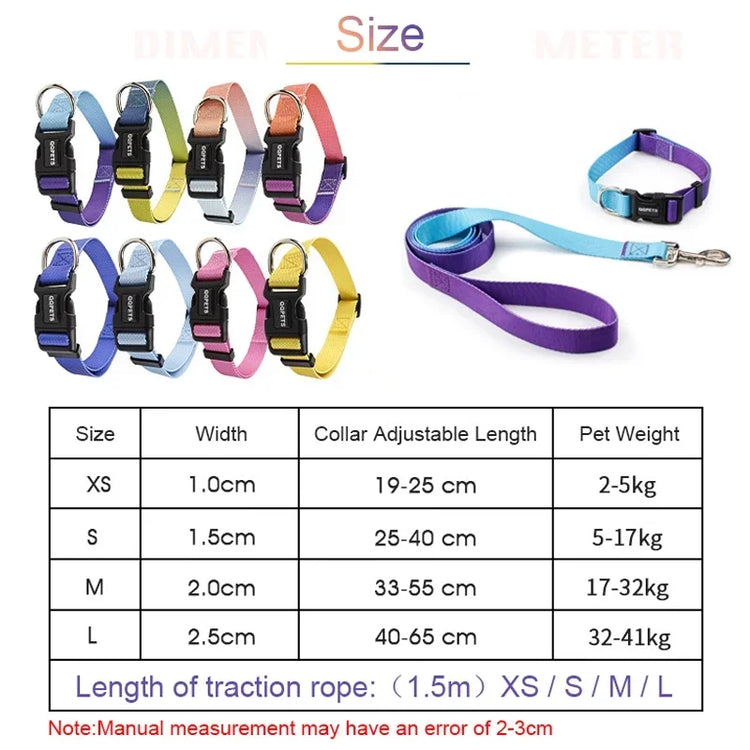 Adjustable Dog Collar & Leash Set – Personalized Nylon Traction Lead for Small to Large Dogs