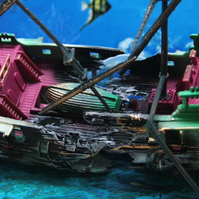Large Aquarium Decoration Boat Aquarium Ship Air Split Shipwreck Fish Tank Decor