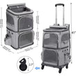 Double-Layer Pet Carrier Backpack with Spinner Wheels – Large Capacity Foldable Cat & Small Dog Trolley Bag for Outdoor Travel