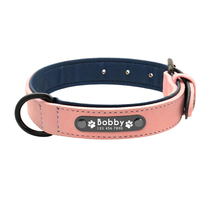 Custom Leather Dog Collar and Leash Set – Personalized, Durable, and Padded for Small to Large Dogs
