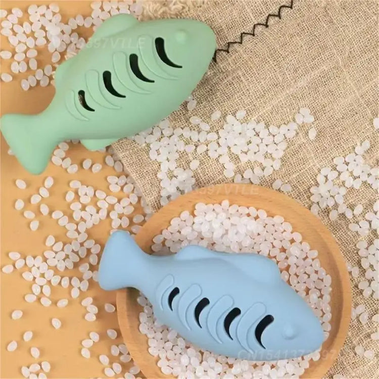 Silicone Cat Toy | Fish Shape | Self-Entertainment Chew Toy | Catnip Mint Scent | Durable Cat Play Tool | Happy Supplies for Cats