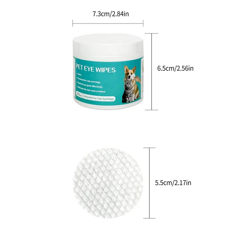 100pcs Pet Tear Stain Remover Wipes – Gentle Eye Area Cleaning Pads for Dogs & Cats