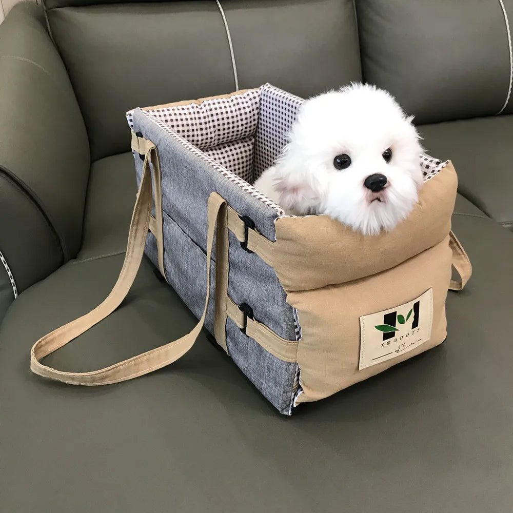 Portable Dog Car Seat Booster for Small Dogs and Cats – Soft, Comfortable Travel Carrier with Safety Straps