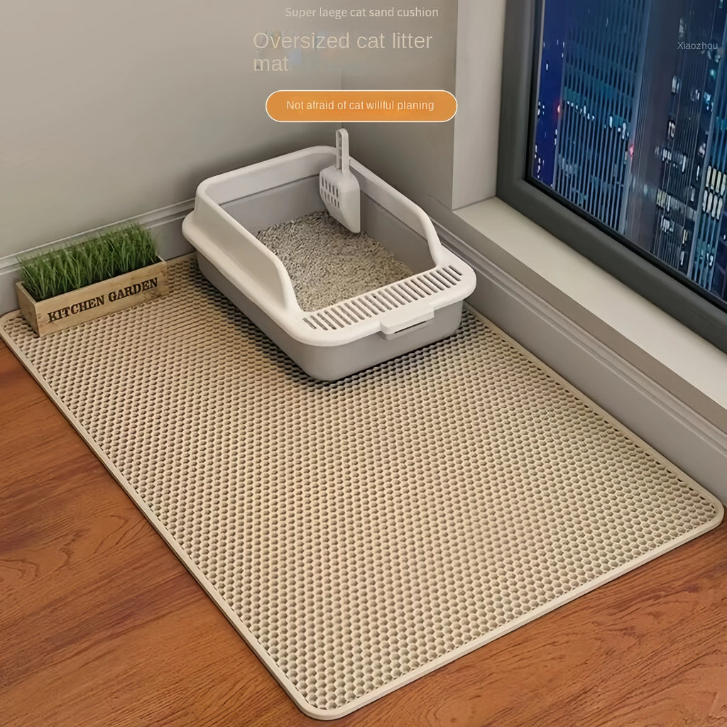 Cat Litter Mat | Non-Slip Pet Litter Box Filter Pad | Double Layer Waterproof Cat Mat | Wear-Resistant Pet Cleaning Supplies