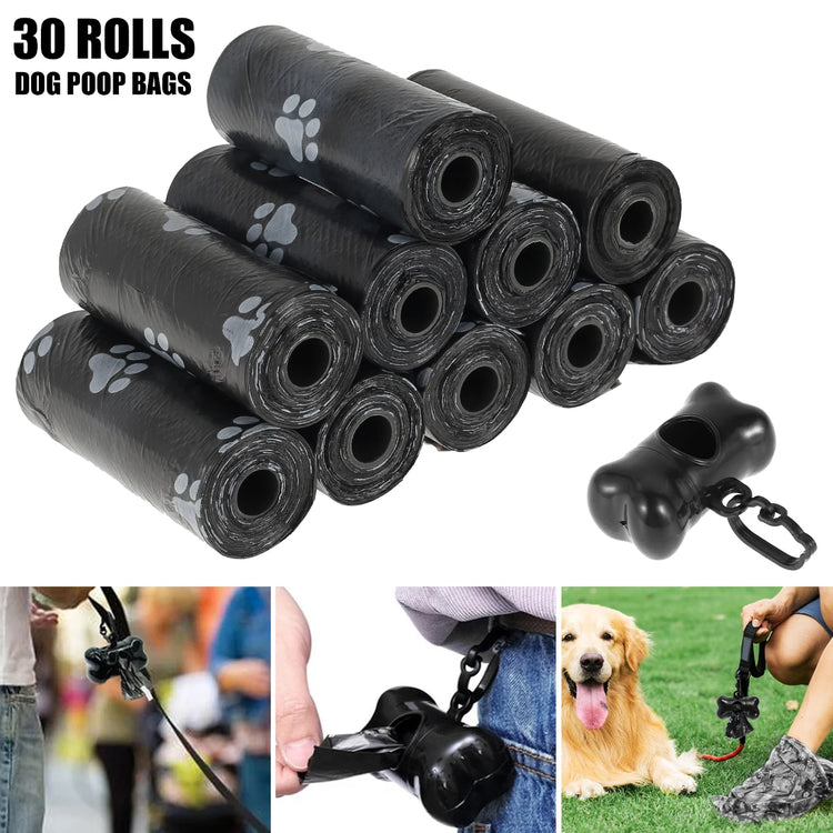 30 Roll Dog Poop Bags Disposable Pet Waste Bags Bone-Shape Divider Design Durable and Biodegradable