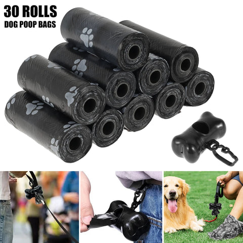 30 Roll Dog Poop Bags Disposable Pet Waste Bags Bone-Shape Divider Design Durable and Biodegradable