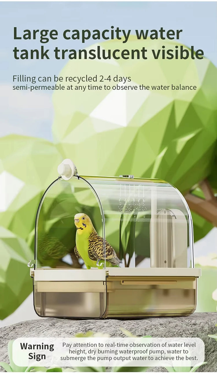 Smart Sensor Bird Bathtub – Automatic Electric Hanging Shower Box | Clear Parrot Bath with Hooks