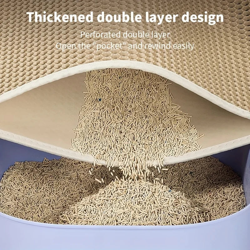 1Pc Large Size Cat Litter Mat | Advanced Honeycomb Double-Layer Design | Urine Waterproof | Easy Cleaning | Scatter Control | Stay Clean