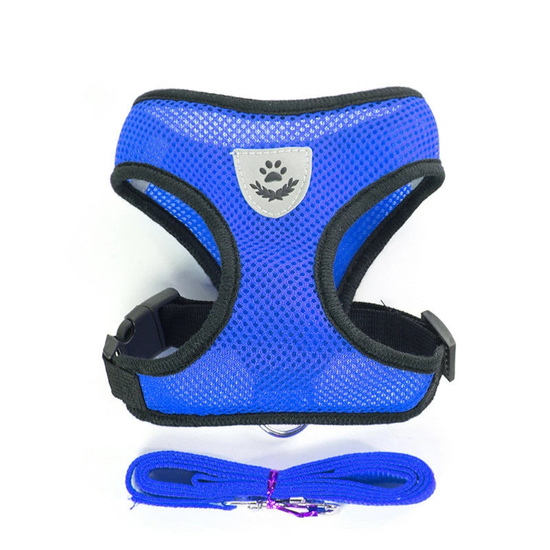 Breathable Cat Harness Leash Set Adjustable Puppy Cats Harness Vest French Bulldog Chihuahua Pug Outdoor Walking Lead Small Dogs