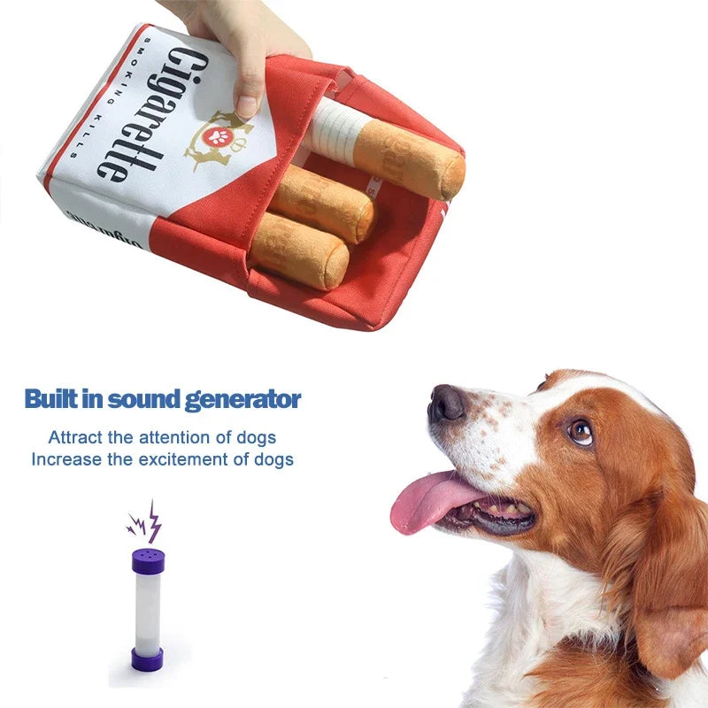 3-Pack Interactive Plush Cigarette Dog Toys with Box
