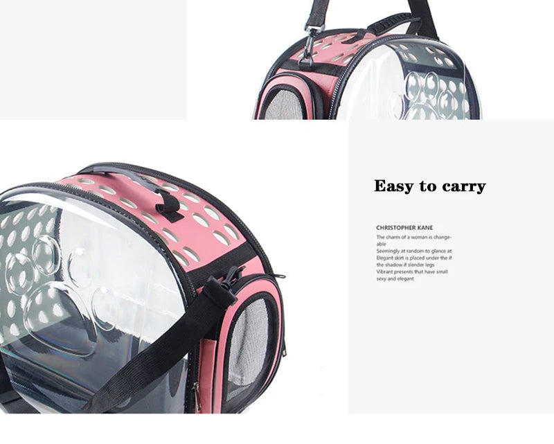 Cat/Dog Carrier Bag – Transparent, Breathable, Portable Travel Tote for Cats, Dogs & Rabbits