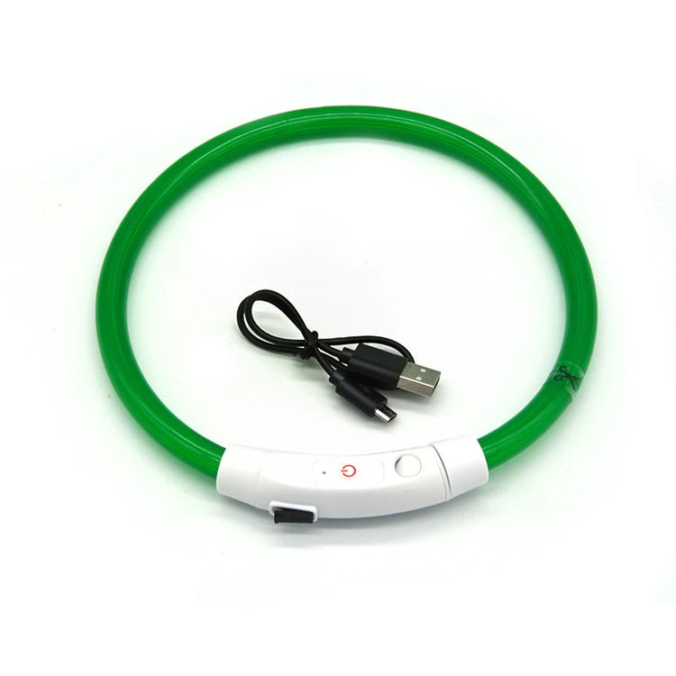 USB Rechargeable LED Dog Collar – Adjustable Luminous Safety Light Collar for Night Visibility