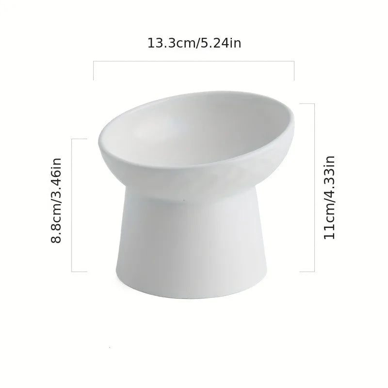 Ceramic Raised Cat Food Bowls | Tilted Elevated Cat Food Bowl Stress Free Backflow Prevention | Microwave Safe Dishwasher