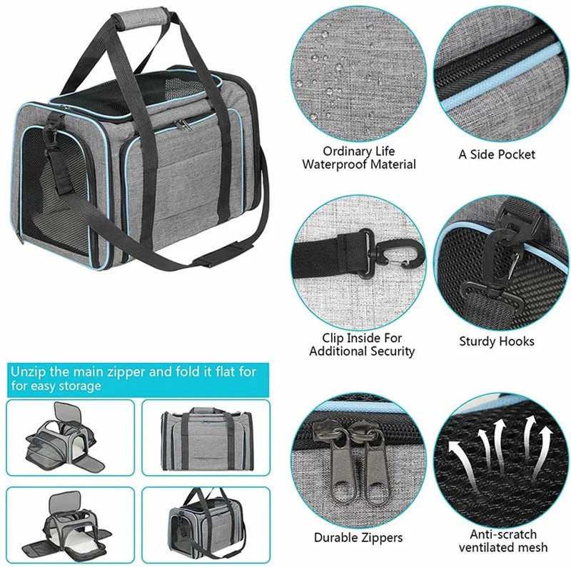 Soft-Sided Dog and Cat Carrier for Kittens – Lightweight & Portable Travel Bag