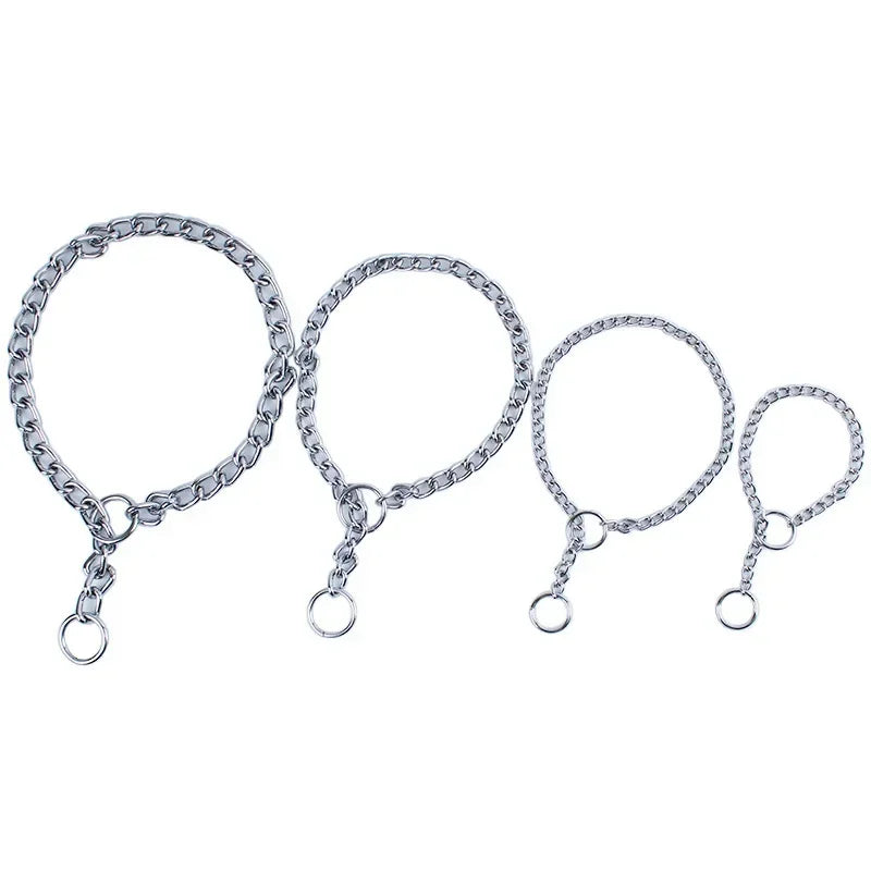 Adjustable Chrome Stainless Steel Dog Collar – No Choke Traction Rope Lead