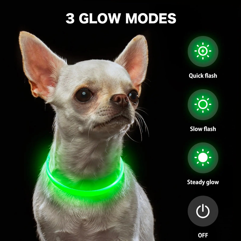 LED Luminous Dog Collar Light Rechargeable Flashing Safety Collar for Nighttime Walking
