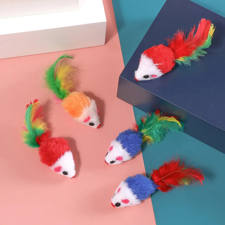 5PCS Plush Simulation Mouse Cat Toys | Pet Teasing Interactive Toys | Colorful Cat Fun Mouse Toys | Gifts | Pet Supplies