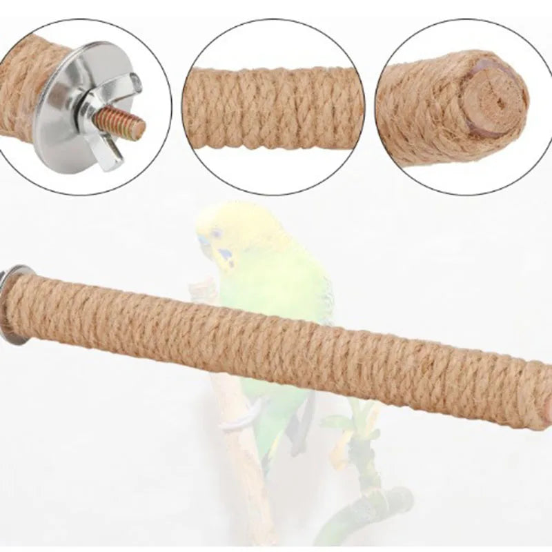 Parrot Pet Standing Stick | Wood Hanging Stand Rack | Toy Sticksstand Branch Perches for Bird Cage | Bar Paw Grinding Clean Toys