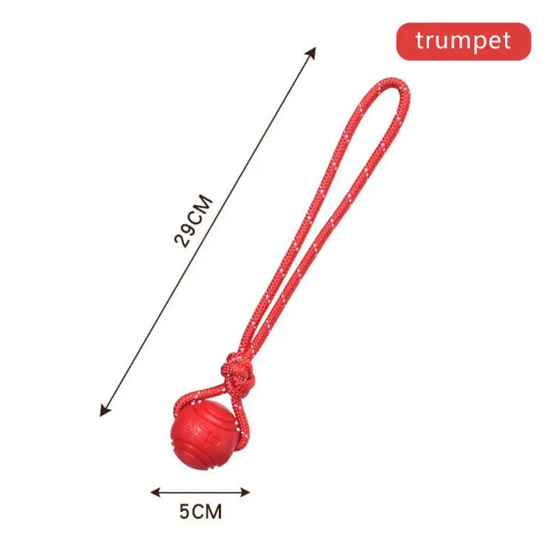 Dog Ball Toys – Bouncy Rubber Ball with Rope for Interactive Play
