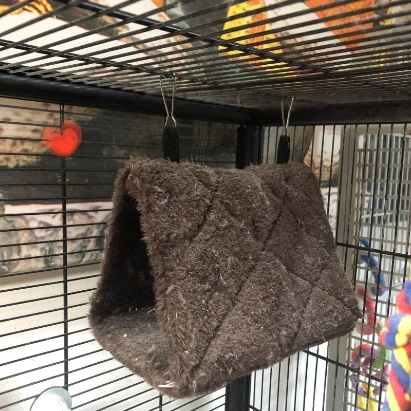 Pet Bird Hammock Hut | Warm Hanging Tent Bed for Parrots & Small Birds | Cozy Plush Nest for Sleeping & Cage Decoration