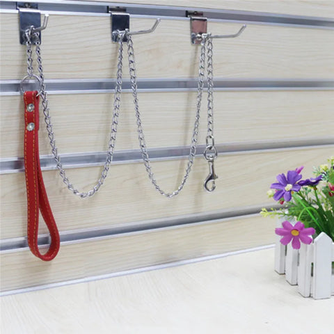 Durable Anti-Bite Metal Dog Chain Leash with PU Leather Handle – 180cm