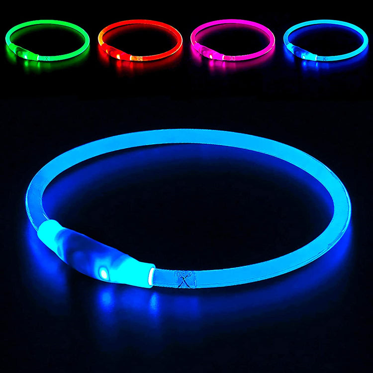 LED USB Rechargeable Dog Collar – Adjustable, Glowing Safety Collar for Pets