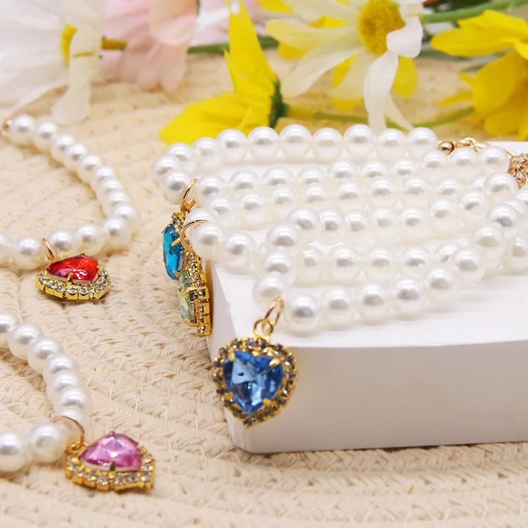 New Cat Collar Decoration | Cute Exquisite Neck Accessory | Adjustable Kitten Necklace | Summer Style | High Simulation Pearls | Pet Supplies