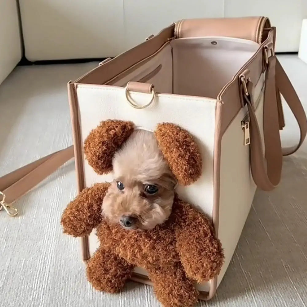 Puppy Travel Bag – Soft, Breathable PU Leather Dog Carry Bag for Small Pets