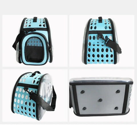 Transparent Foldable Outdoor Pet Travel Carrier Bag for Dog/Cat | Crossbody Portable Breathable Collapsible Travel Cat Carrier Bag