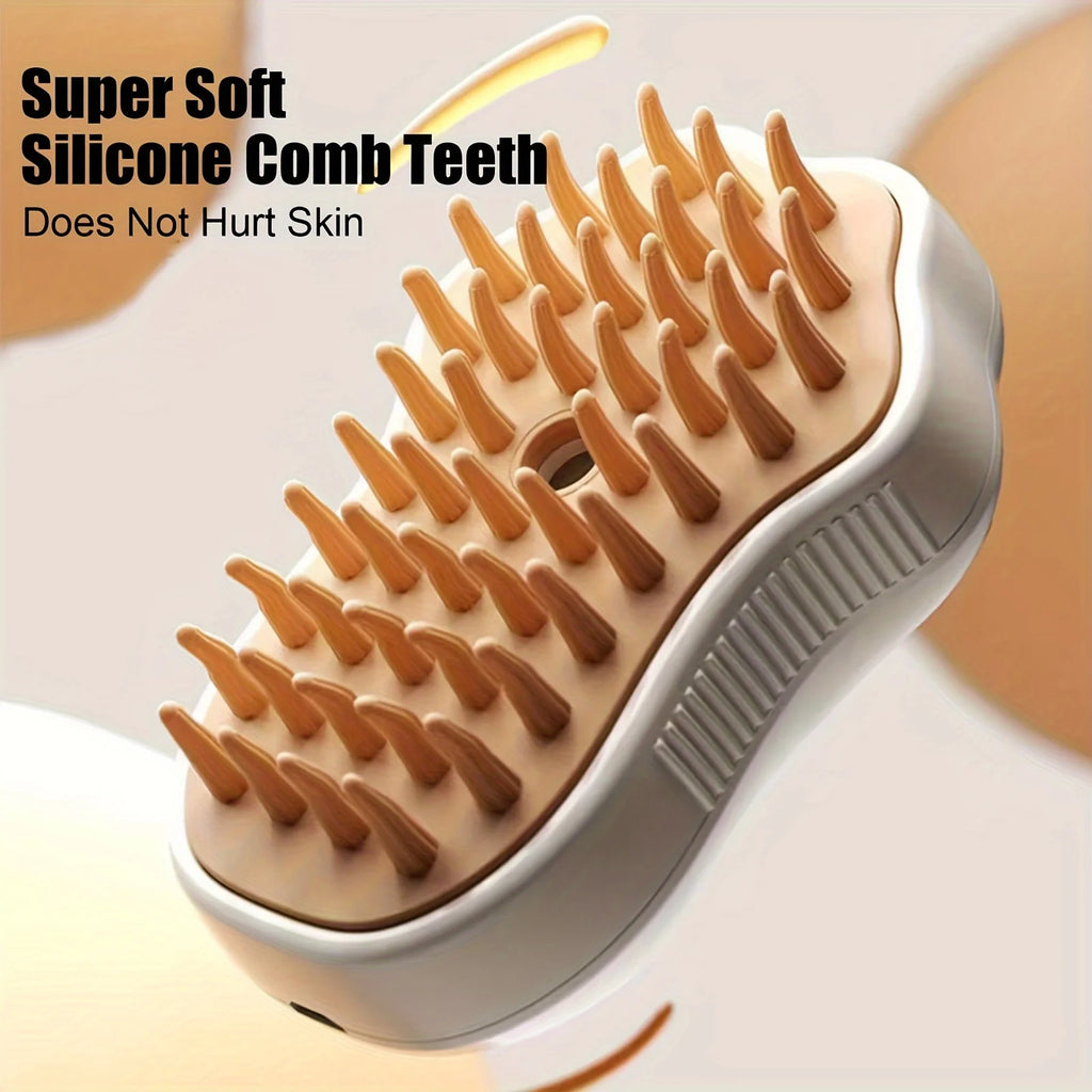 Cat Steam Brush | 3-in-1 Grooming Comb | Pet Hair Cleaner for Cats & Dogs | Silicone Massage Brush