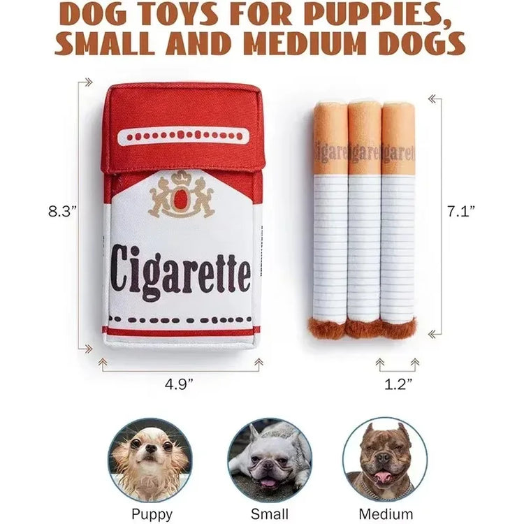 3-Pack Interactive Plush Cigarette Dog Toys with Box