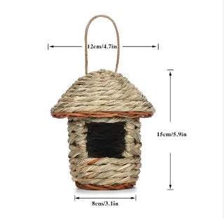 Natural Woven Bird Nest | Hanging Grass Egg Cage for Finches, Parrots & Small Birds | Handcrafted Outdoor Bird House
