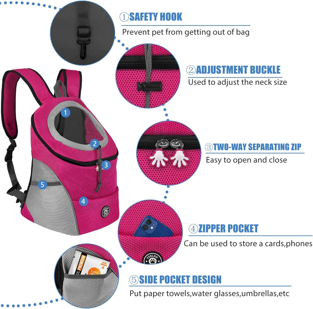 Dog Carrier Backpack – Breathable, Comfortable Pet Travel Bag for Small and Medium Dogs