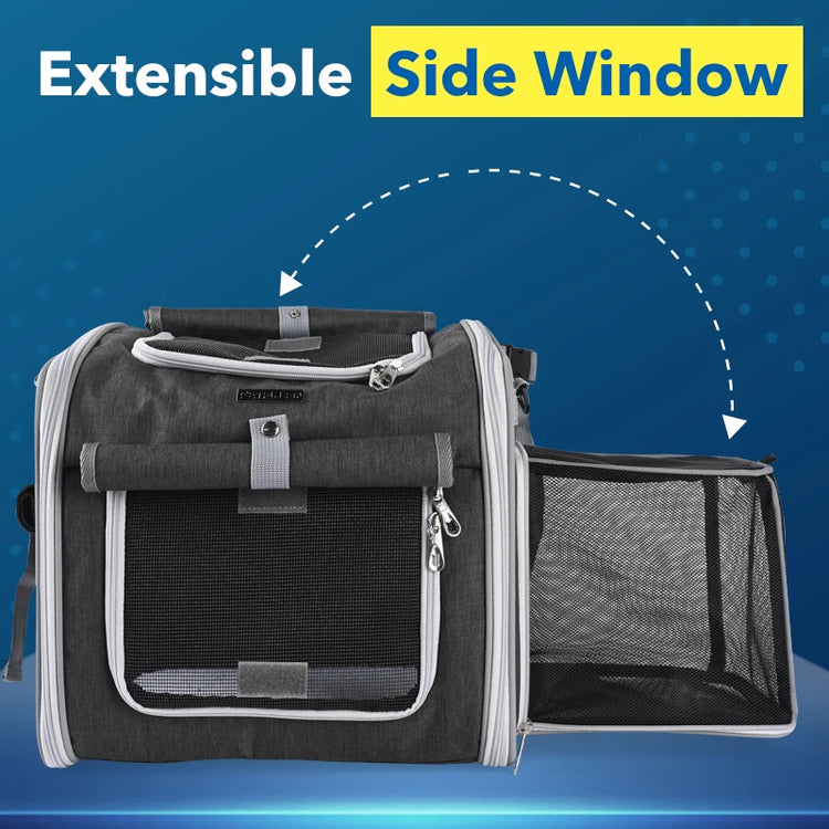 Multifunctional Soft-Sided Dog Bike Basket – Expandable Pet Carrier Backpack with 4 Open Doors