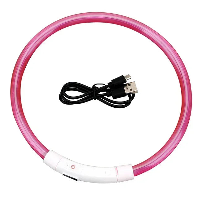 USB Rechargeable LED Luminous Dog Collar – Safety Glowing Night Collar with 3 Light Modes