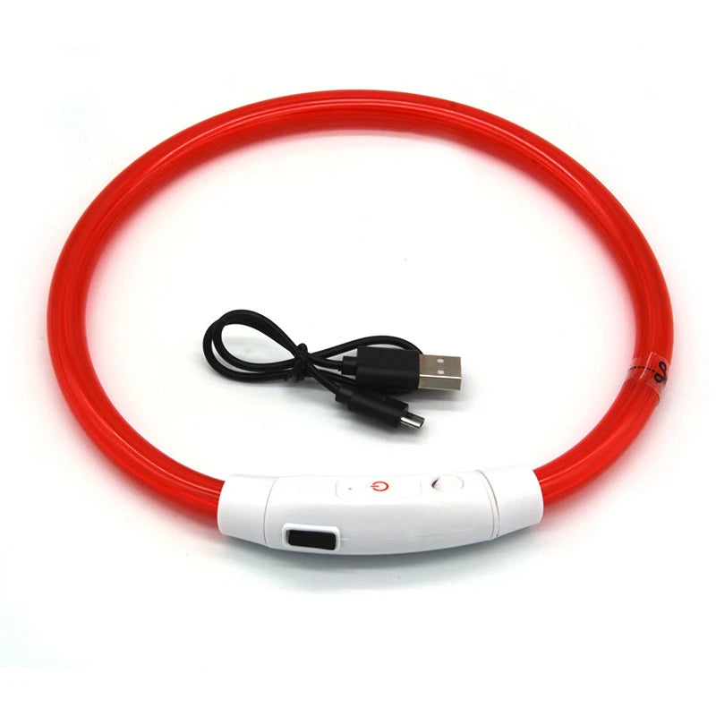 USB Rechargeable LED Dog Collar – Adjustable Luminous Safety Light Collar for Night Visibility