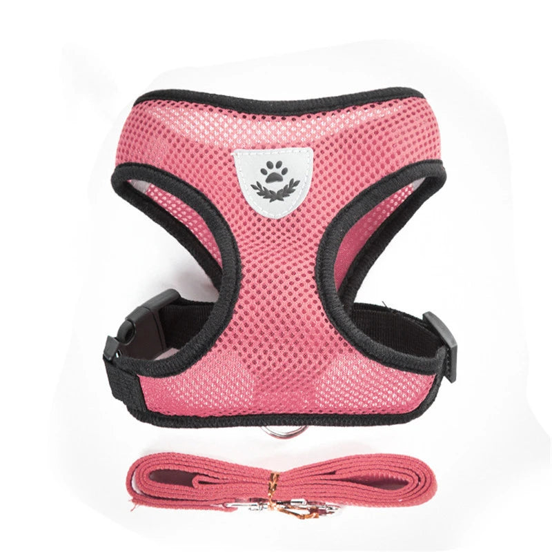 Breathable Cat Harness Leash Set Adjustable Puppy Cats Harness Vest French Bulldog Chihuahua Pug Outdoor Walking Lead Small Dogs