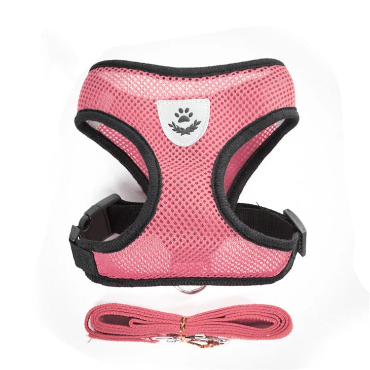 Breathable Cat Harness Leash Set Adjustable Puppy Cats Harness Vest French Bulldog Chihuahua Pug Outdoor Walking Lead Small Dogs