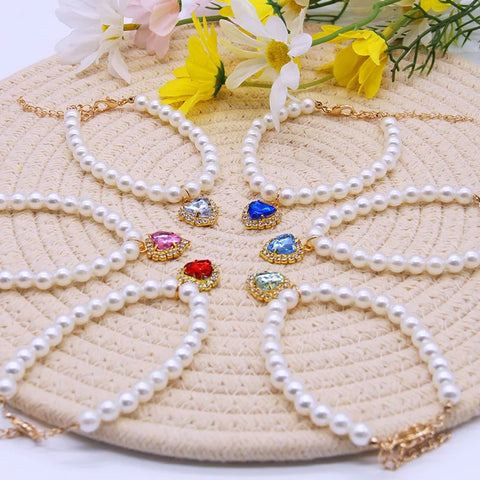 New Cat Collar Decoration | Cute Exquisite Neck Accessory | Adjustable Kitten Necklace | Summer Style | High Simulation Pearls | Pet Supplies