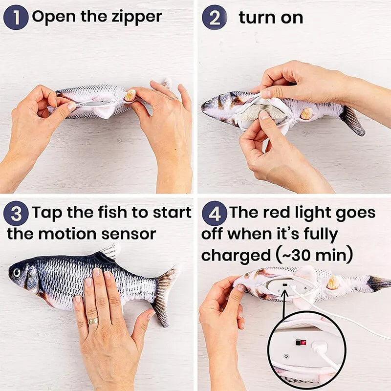 Cat/Dog Toy – USB Charging Electric Floppy Fish | Simulation Interactive Pet Chew Toy | Teeth Grinding & Training Play Toy