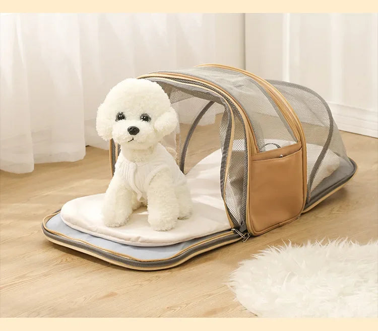 Pet Carrier Bag for Cats Travel Backpack/Transport for Dogs | Expandable Tunnel & Shoulder Strap Options