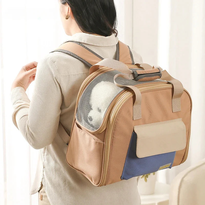 Pet Carrier Bag for Cats Travel Backpack/Transport for Dogs | Expandable Tunnel & Shoulder Strap Options