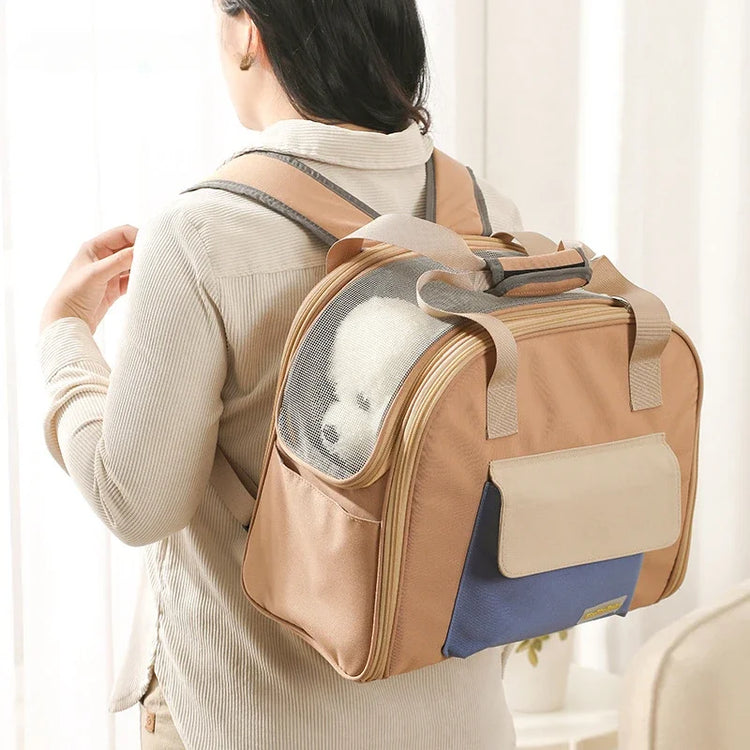 Pet Carrier Bag for Cats Travel Backpack/Transport for Dogs | Expandable Tunnel & Shoulder Strap Options