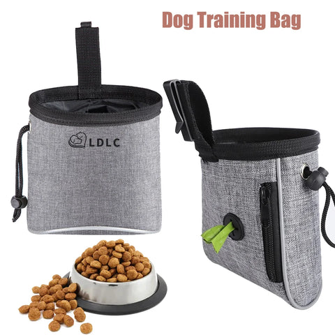 Dog Treat Training Pouch with Poop Bag Dispenser – Outdoor Pet Snack Bag for Toys, Kibble & Treats