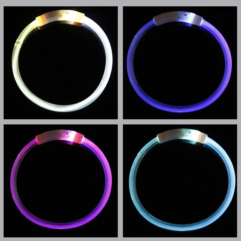 USB Rechargeable LED Dog Collar – Adjustable Luminous Safety Light Collar for Night Visibility