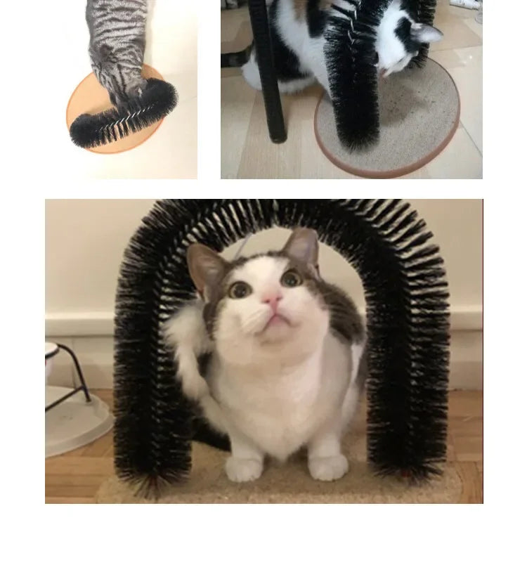 Cat Toy Arch Self Groome | Pamper Feline with A Massage - Grooming Rubbing Brush with Scratching Pad | Toy for Cats - Interactive Toys