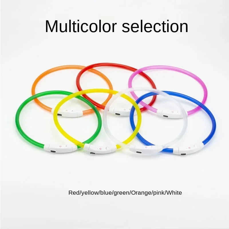 USB Rechargeable LED Luminous Dog Collar – Safety Glowing Night Collar with 3 Light Modes
